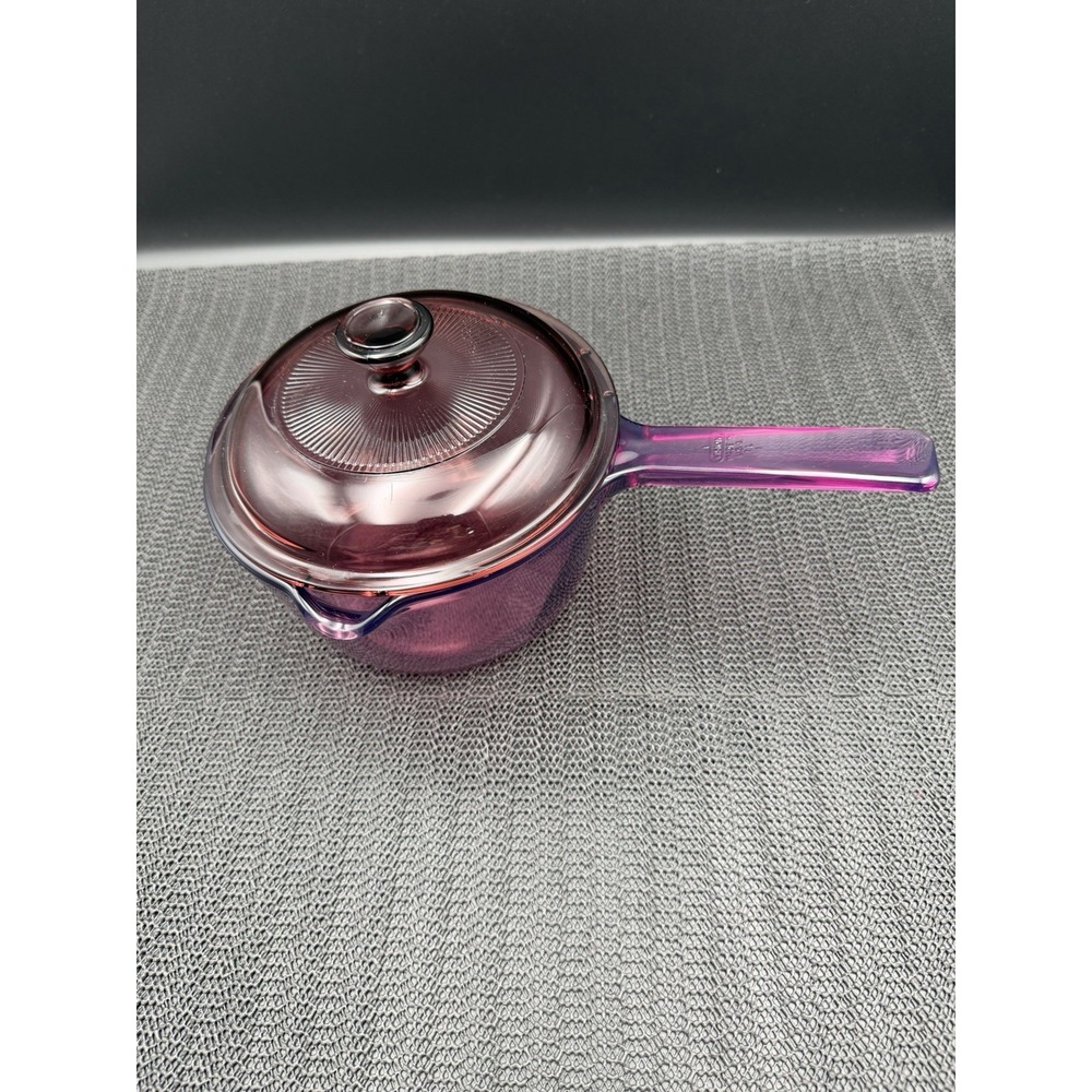 Corning Visions Cranberry 1L Saucepan Glass USA W/Lid